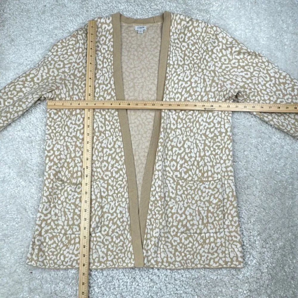 J. Crew Leopard Open Front Cardigan Sweater Cream/Tan - Picture 7 of 9